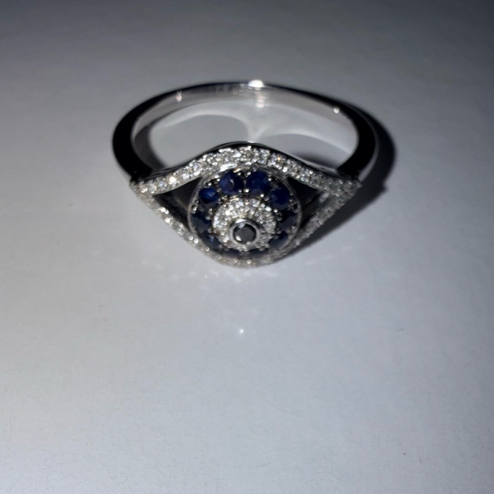 Effy Silver Ring with Blue Accents Evil eye